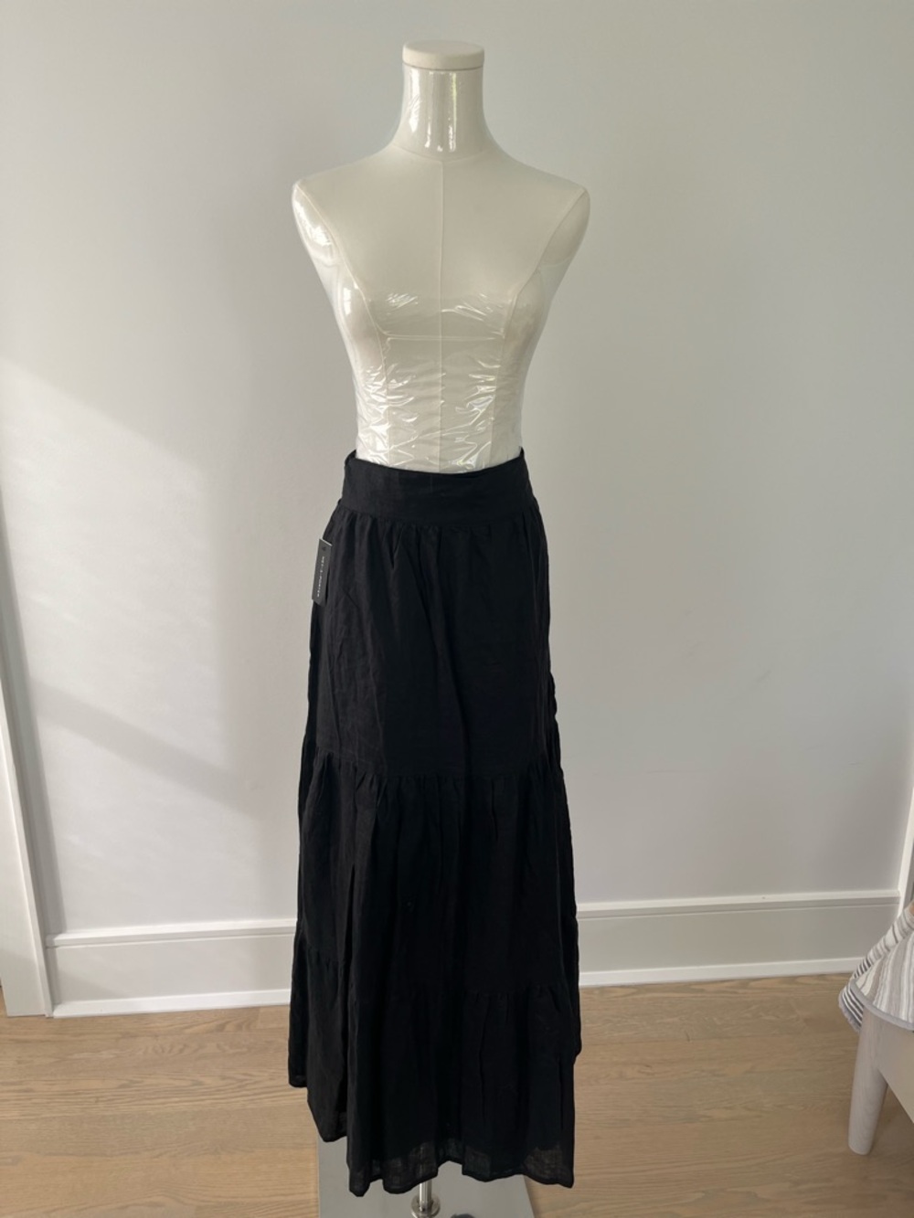 Faithfull the Brand Black Tiered Maxi Skirt